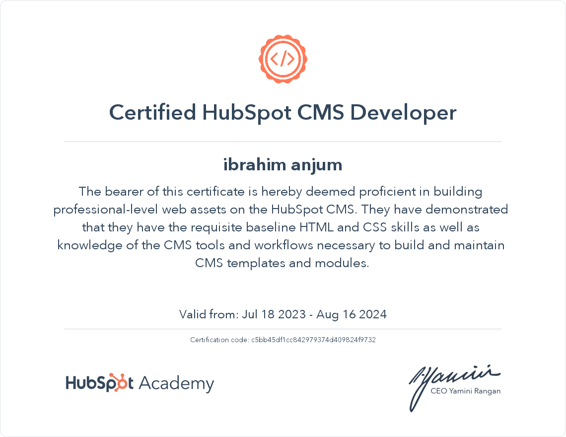 hubspot cms certified developer